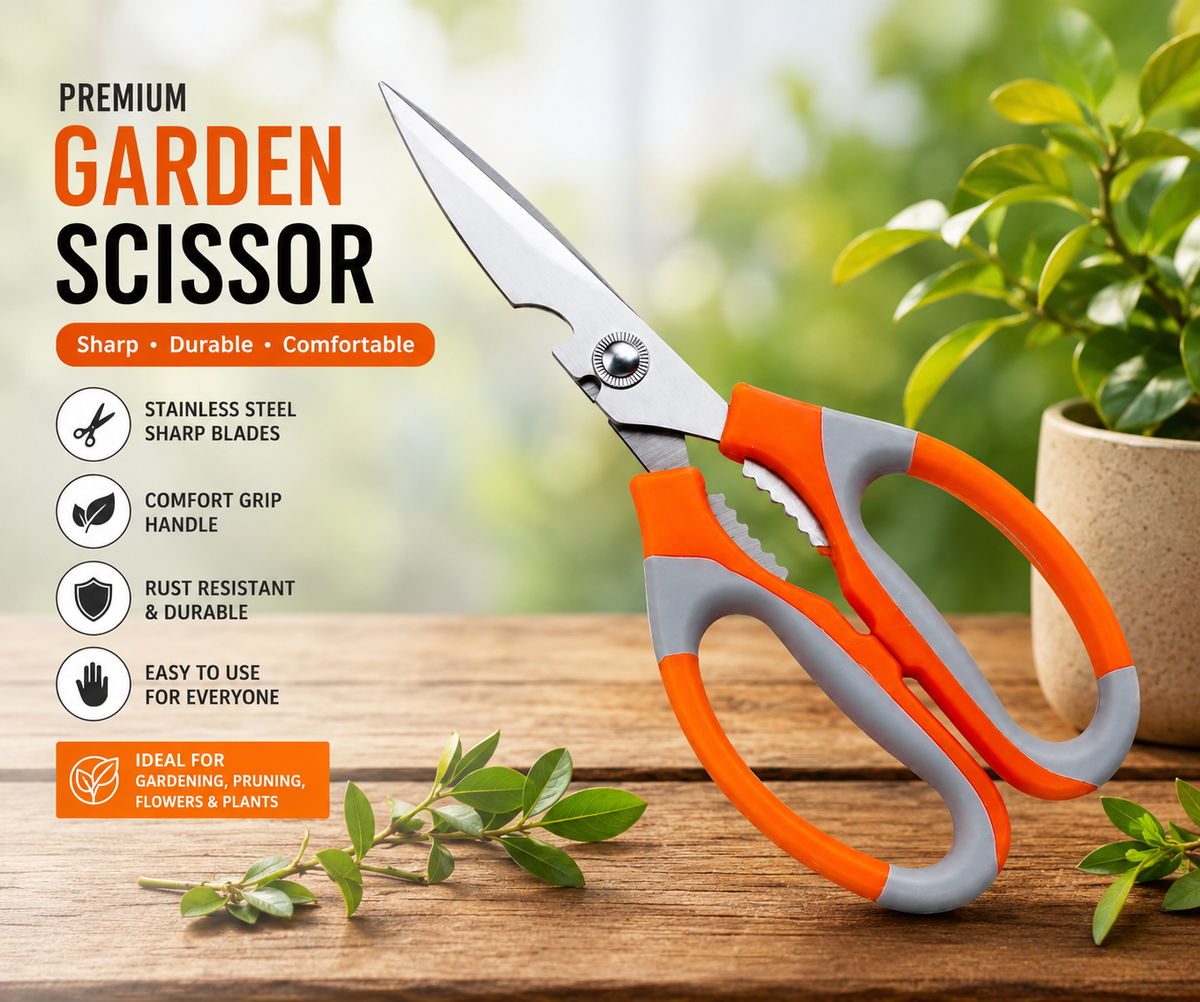 Garden Tools Set of 5 | Hand Trowel, Garden Fork, Cultivator, Pruning Scissors & Sprayer | Heavy Duty Gardening Tools Kit for Home, Lawn, Plants & Outdoor Use