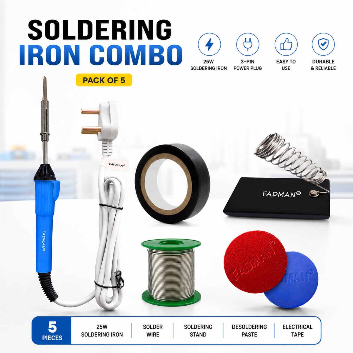 25W SOLDERING IRON KIT PACK OF 5