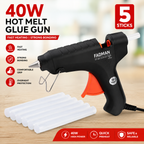 40W Hot Melt Glue Gun with 5 Pcs 11mm Glue Sticks | High Temperature Electric Adhesive Gun for Craft, DIY, Repair & Decoration