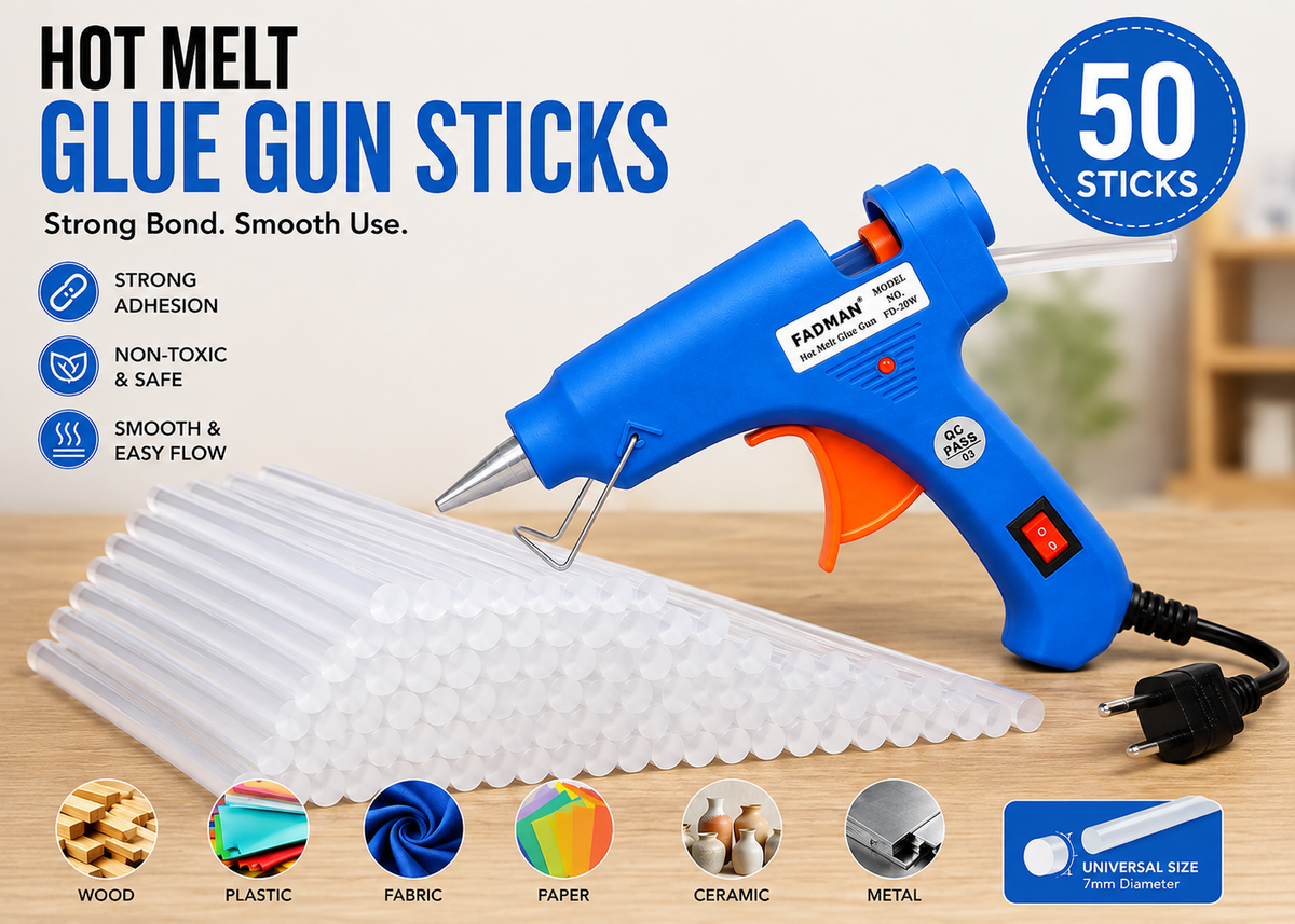 20W Hot Melt Glue Gun with 50 Pcs 7MM Glue Sticks | Mini Electric Adhesive Gun for DIY Crafts, Art, Repair & Home Projects (Blue)