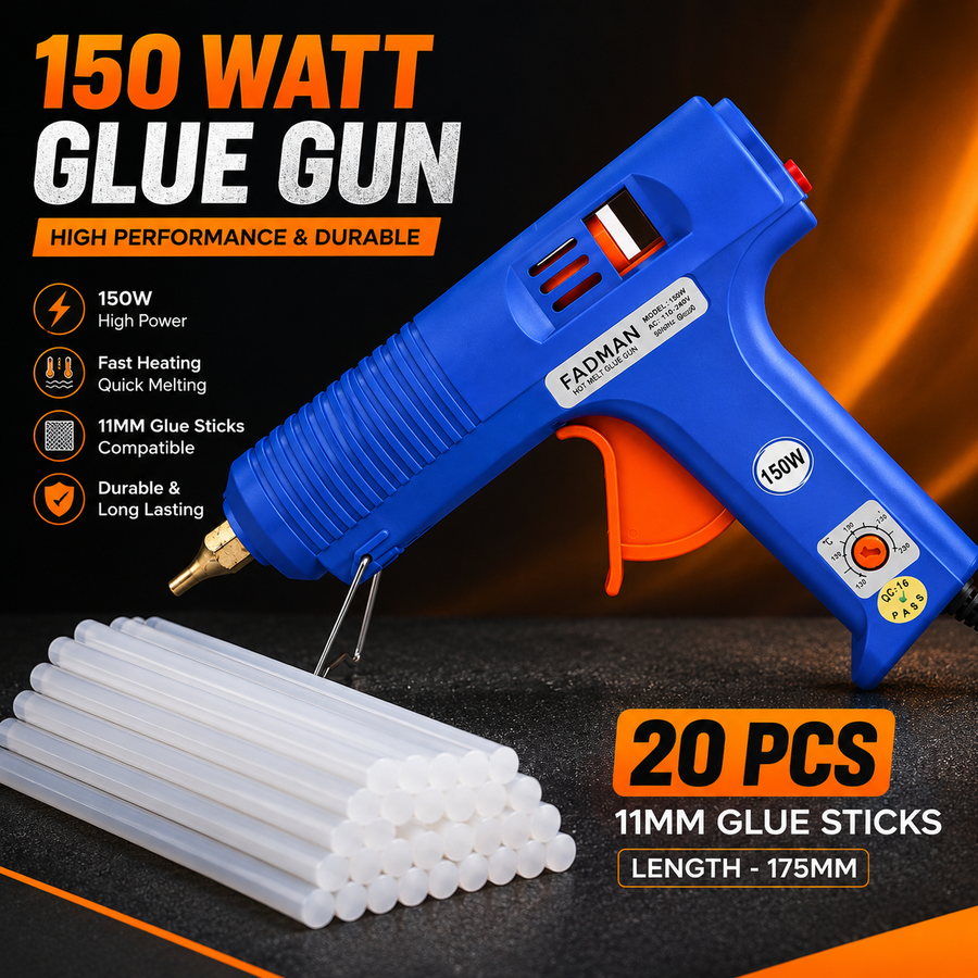 150W Hot Melt Glue Gun with 20 Pcs 11MM Glue Sticks | High Temperature Electric Adhesive Gun for DIY, Craft, Repair, Art & Home Projects