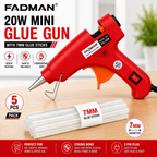 20W Hot Melt Glue Gun with 5 Pcs 7MM Glue Sticks | Mini Electric Adhesive Gun for DIY Crafts, Art, Repair & Home Projects (Red)