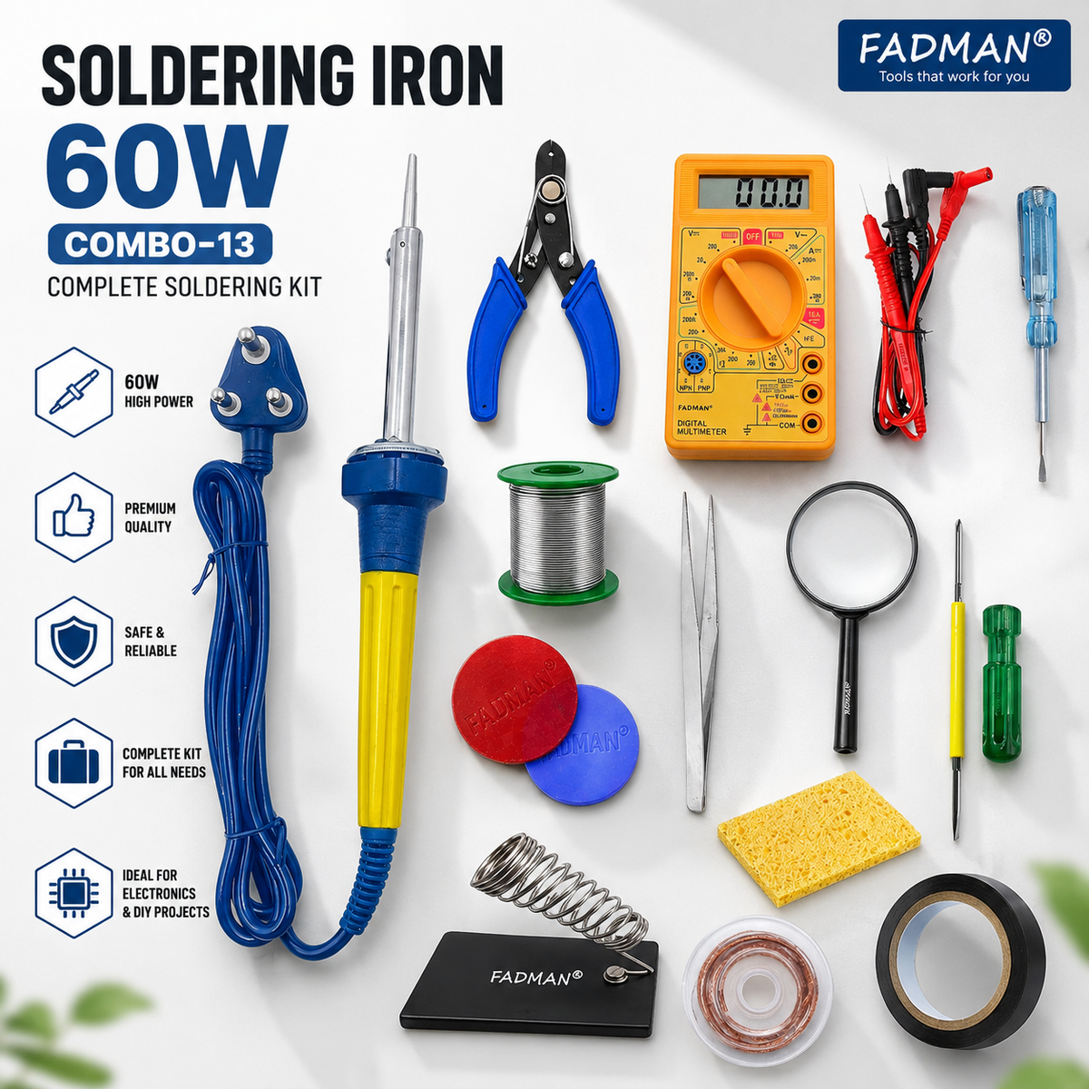 60W SOLDERING IRON KIT PACK OF 13