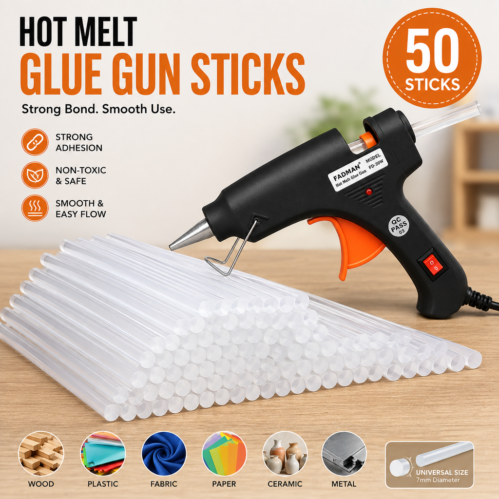 20W Hot Melt Glue Gun with 50 Pcs 7MM Glue Sticks | Mini Electric Adhesive Gun for DIY Crafts, Art, Repair & Home Projects (Black)