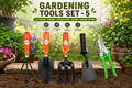 Garden Tools Set of 5 | Garden Fork, Khurpa, Hand Trowel, Pruning Cutter & Cultivator | Heavy Duty Gardening Tools for Home, Lawn, Plants & Outdoor Use