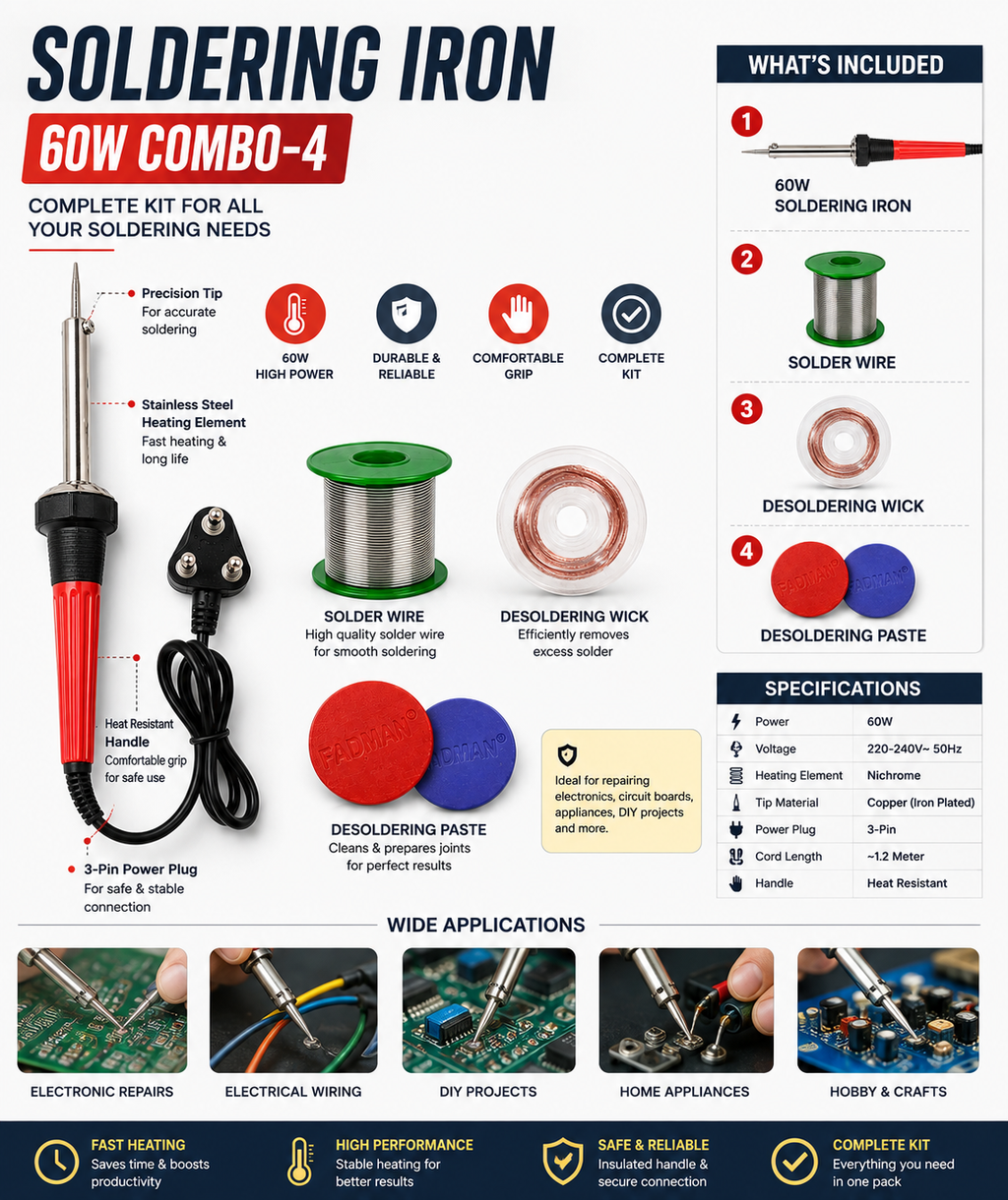 60W SOLDERING IRON KIT PACK OF 4