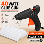 40W Hot Melt Glue Gun with 20 Pcs 11mm Glue Sticks | High Temperature Electric Adhesive Gun for Craft, DIY, Repair & Decoration