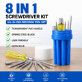 8-in-1 Screwdriver Set, Multi-Size Screwdriver Set with Interchangeable Phillips & Flat Head Bits, Extension Rod, High-Grade Steel Shafts & Transparent PVC Handle for Car, Computer, Workshop & Household Repair