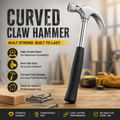 Heavy Duty Claw Hammer with Fiberglass Handle, Anti-Slip Grip for Carpentry, Woodworking, Construction & DIY