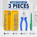 3-in-1 Multi-Purpose Hand Tool Kit with Combination Plier, 5-in-1 Interchangeable Screwdriver Set & Voltage Tester