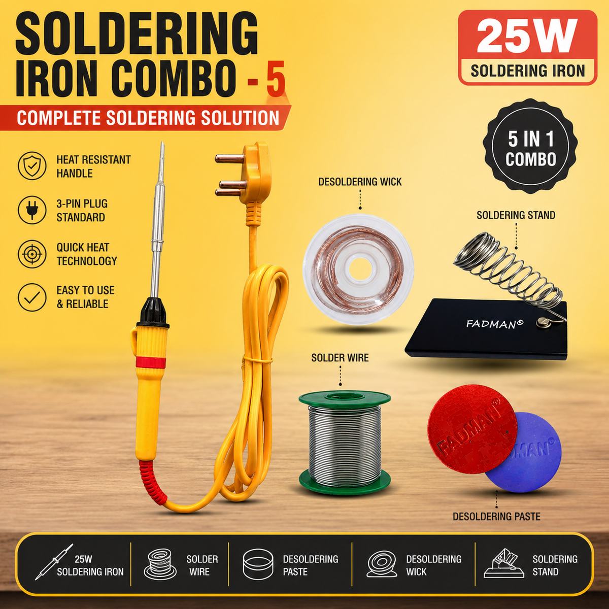 25W SOLDERING IRON KIT PACK OF 5