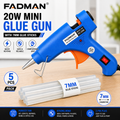20W Hot Melt Glue Gun with 5 Pcs 7MM Glue Sticks | Mini Electric Adhesive Gun for DIY Crafts, Art, Repair & Home Projects (Blue)