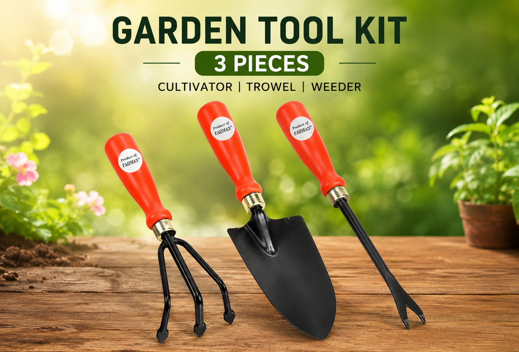 3 Pcs Garden Hand Tools Set – Weeder, Cultivator & Small Trowel, Heavy Duty Gardening Tools for Planting, Loosening Soil, Weeding & Transplanting