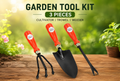 3 Pcs Garden Hand Tools Set – Weeder, Cultivator & Small Trowel, Heavy Duty Gardening Tools for Planting, Loosening Soil, Weeding & Transplanting