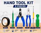 5-in-1 Multi-Purpose Hand Tool Kit with Combination Plier, Wire Cutter, Voltage Tester, 2-in-1 Screwdriver & Electrical Insulation Tape for Home, Electrical & Repair Work