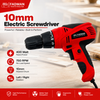400W Electric Screwdriver Drill Machine 10mm Keyless Chuck | Variable Speed Reversible Drill | Corded Power Drill for Wood, Metal & DIY Home Repair