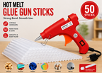20W Hot Melt Glue Gun with 50 Pcs 7MM Glue Sticks | Mini Electric Adhesive Gun for DIY Crafts, Art, Repair & Home Projects (Red)