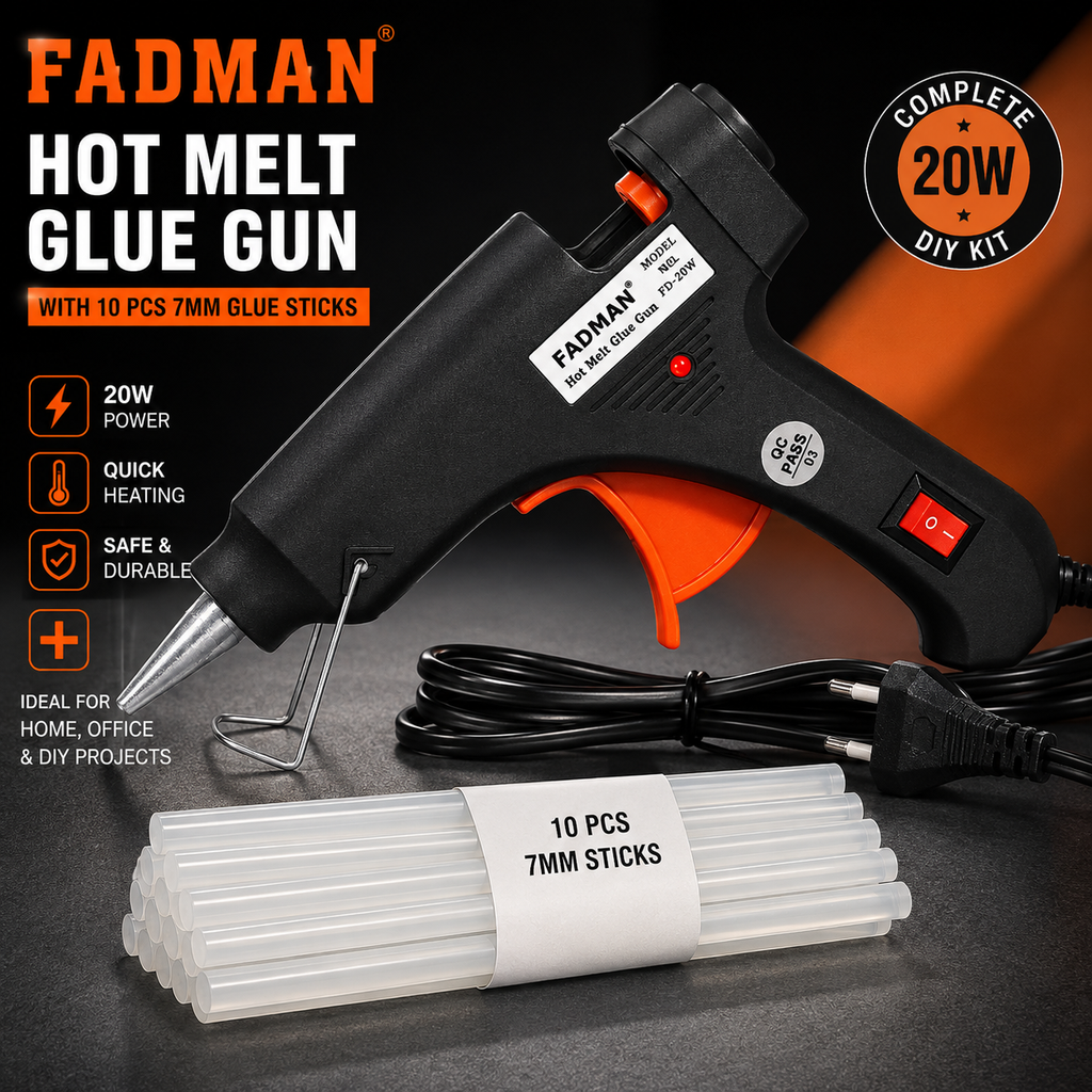 20W Hot Melt Glue Gun with 10 Pcs 7MM Glue Sticks | Mini Electric Adhesive Gun for DIY Crafts, Art, Repair & Home Projects (Black)