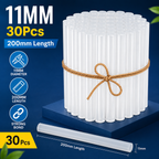 30 Pcs 11MM Hot Melt Glue Sticks, 7 Inch Transparent Adhesive Sticks for 40W to 150W Glue Guns, Strong Bonding for Craft, DIY, Repair & Decoration
