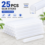 25 Pcs 7mm Transparent Hot Melt Glue Sticks for 20W Mini Glue Gun – Strong Adhesive Sticks for Craft, DIY, Art, Repair & Decoration
