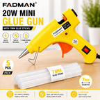 20W Hot Melt Glue Gun with 5 Pcs 7MM Glue Sticks | Mini Electric Adhesive Gun for DIY Crafts, Art, Repair & Home Projects (Yellow)