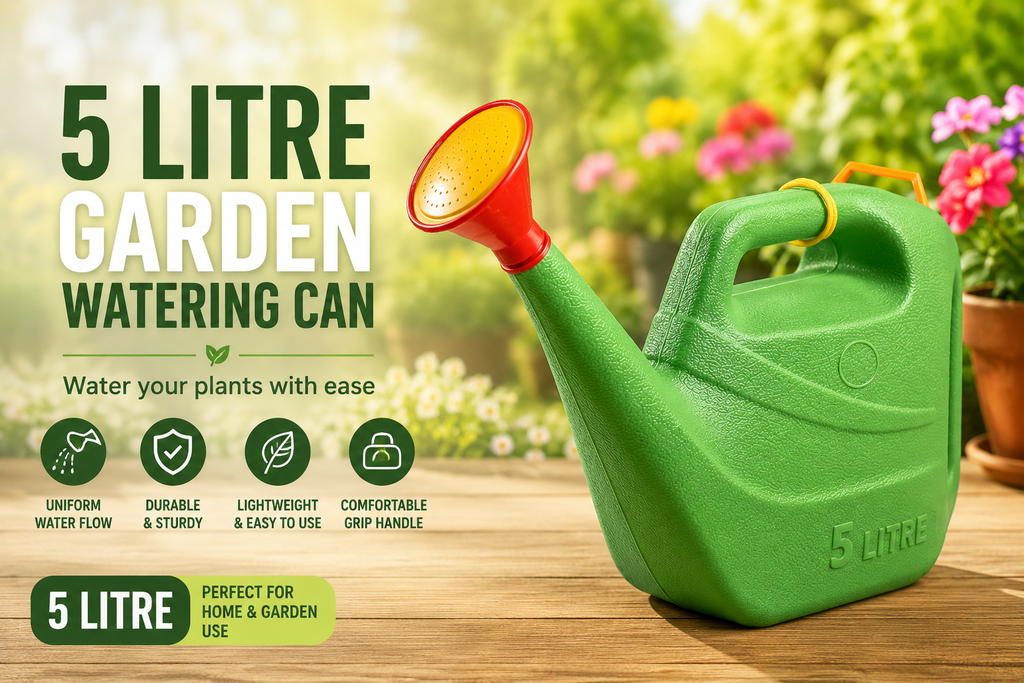 5L Plastic Garden Watering Can with Long Spout & Detachable Sprinkler Head | Lightweight Heavy Duty Water Can for Plants, Flowers, Lawn, Indoor & Outdoor Gardening
