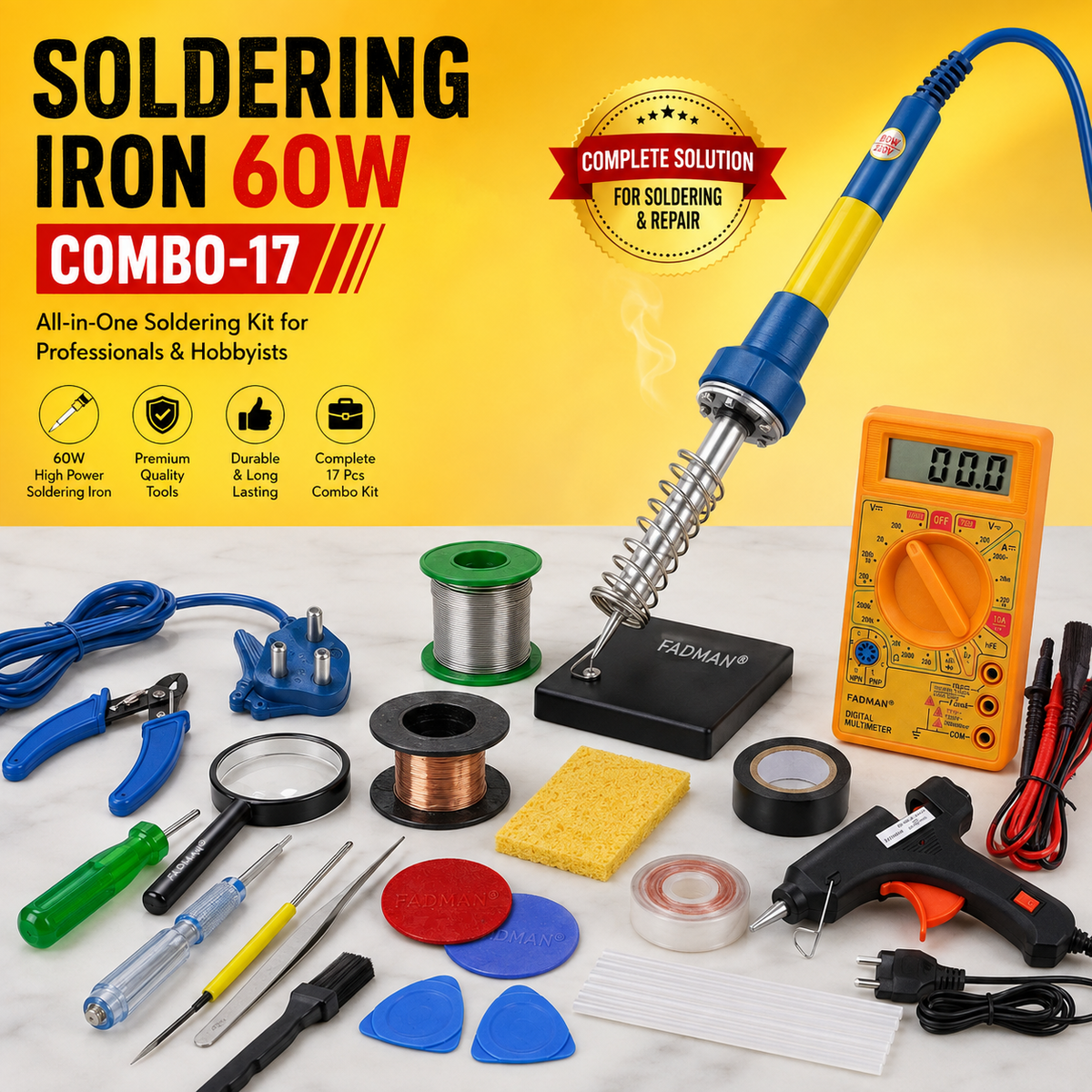 60W SOLDERING IRON KIT PACK OF 17