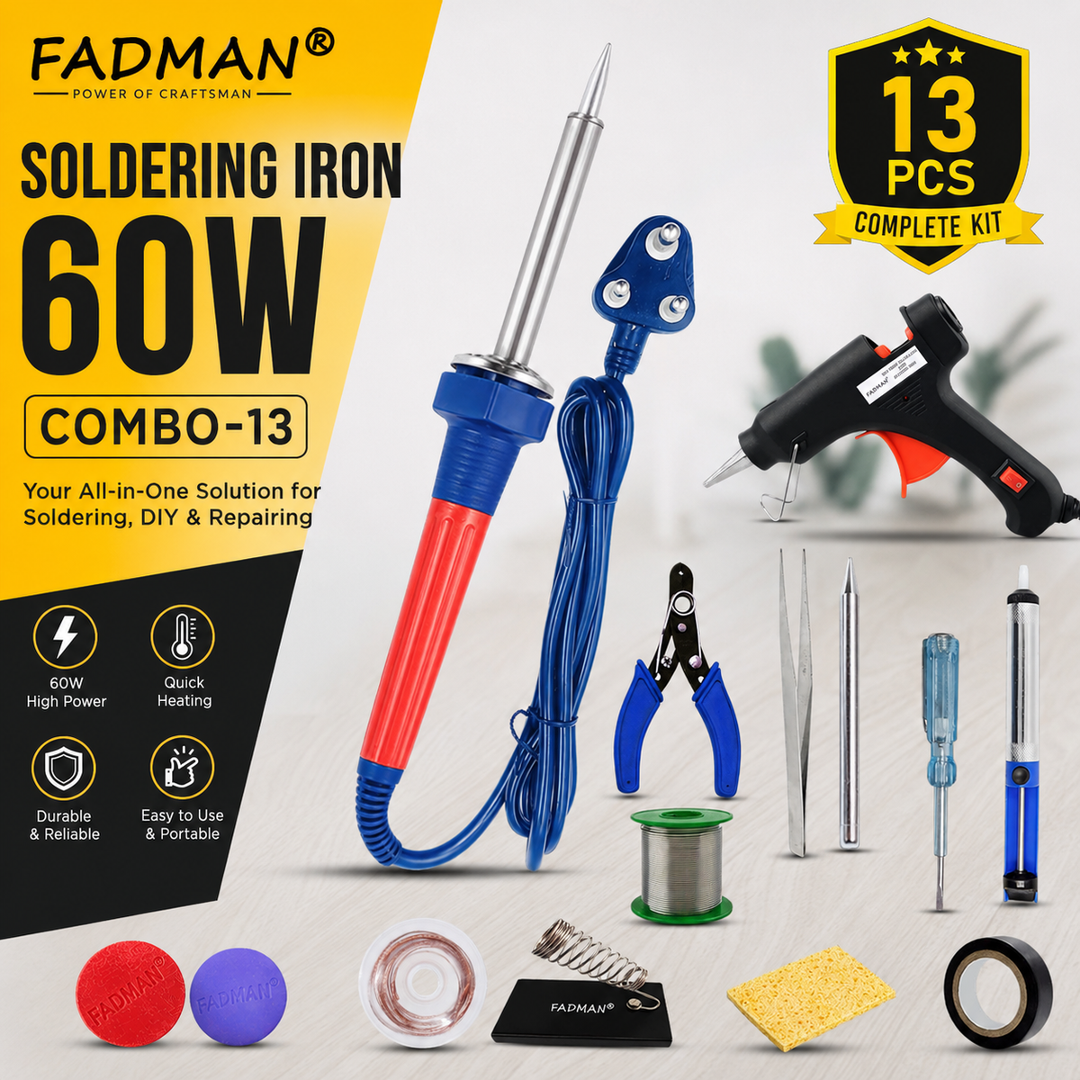 60W SOLDERING IRON KIT PACK OF 13