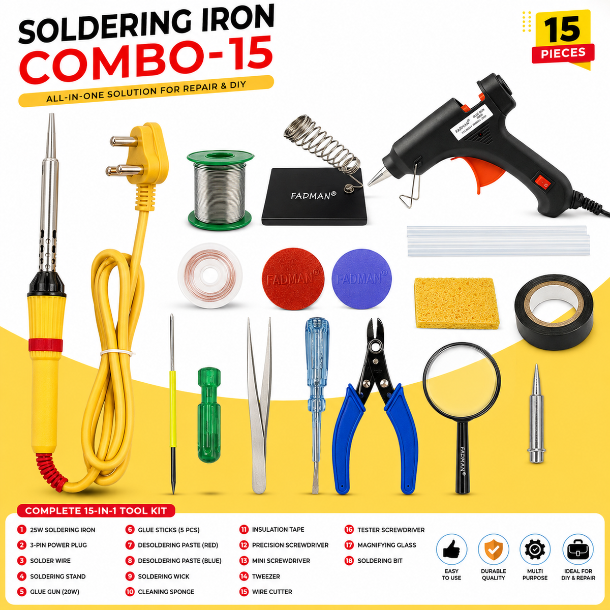 25W SOLDERING IRON KIT PACK OF 15