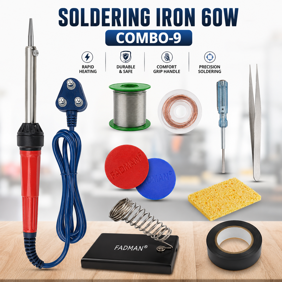 60W SOLDERING IRON KIT PACK OF 9