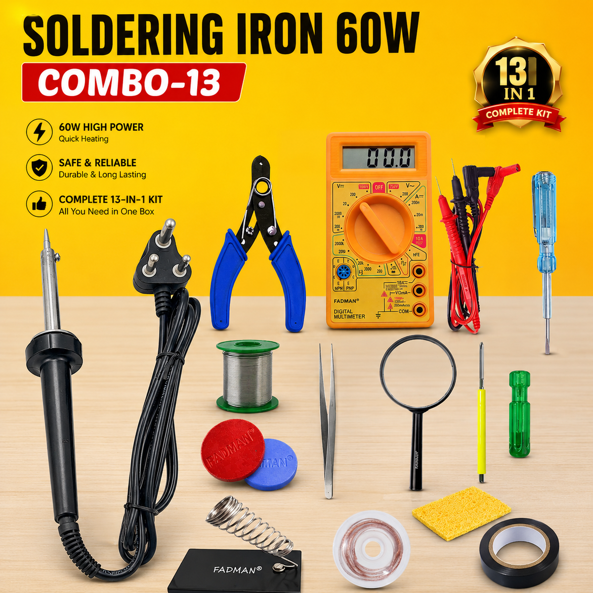 60W SOLDERING IRON KIT PACK OF 13