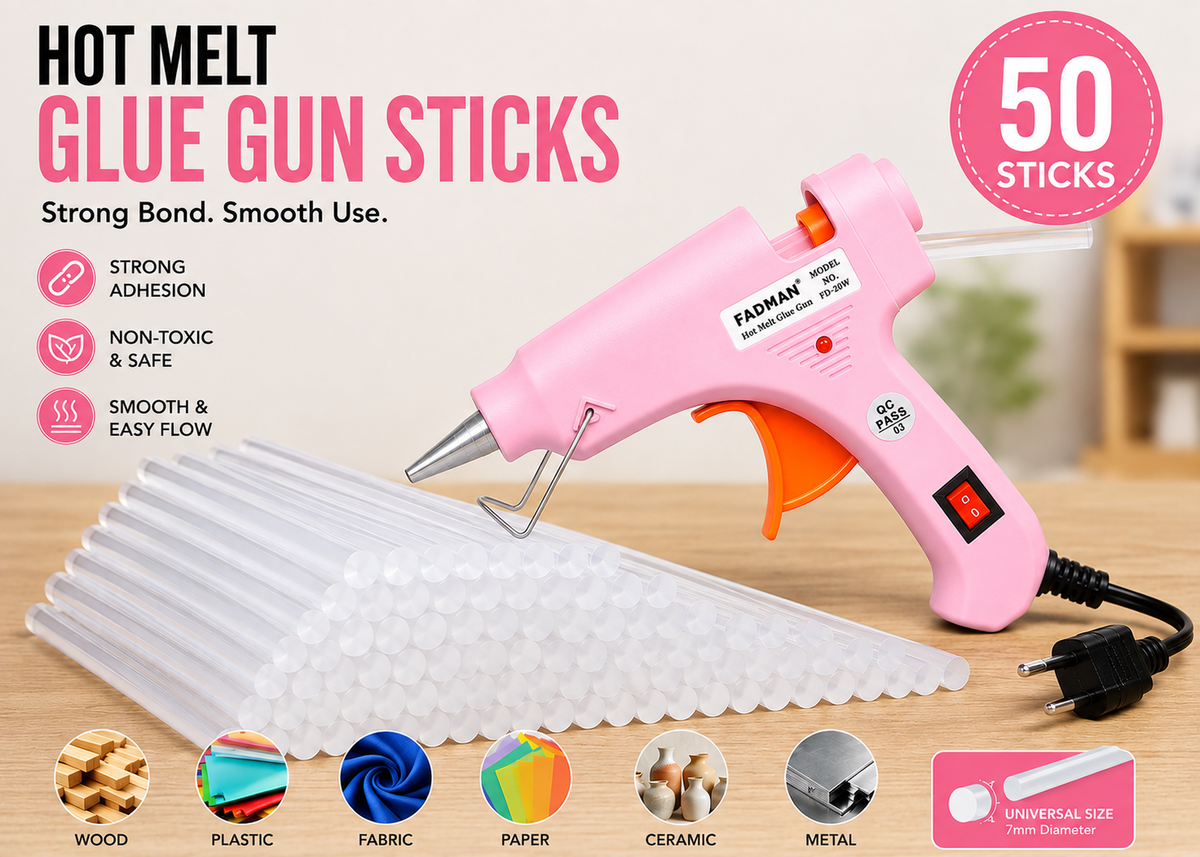 20W Hot Melt Glue Gun with 50 Pcs 7MM Glue Sticks | Mini Electric Adhesive Gun for DIY Crafts, Art, Repair & Home Projects (Pink)