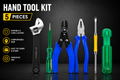5-in-1 Multipurpose Hand Tool Kit with Combination Plier, Wire Cutter, Tester, 2-in-1 Screwdriver & Adjustable Wrench for Home, Electrical & Repair Work