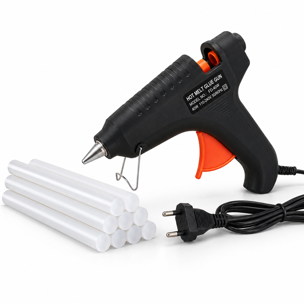 40W Hot Melt Glue Gun with 10 Pcs 11mm Glue Sticks | High Temperature Electric Adhesive Gun for Craft, DIY, Repair & Decoration