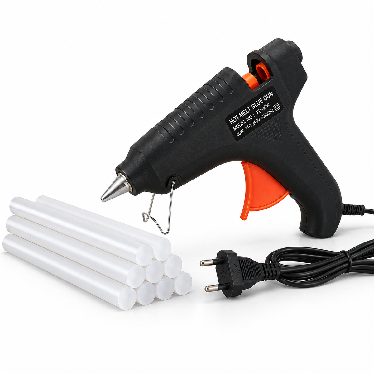 40W Hot Melt Glue Gun with 10 Pcs 11mm Glue Sticks | High Temperature Electric Adhesive Gun for Craft, DIY, Repair & Decoration