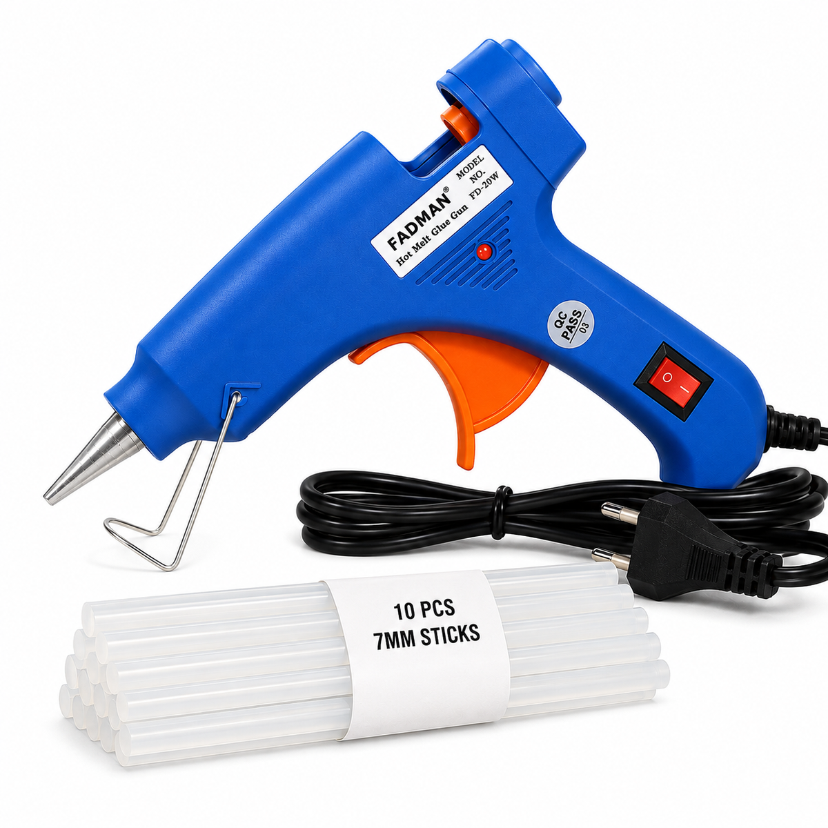 20W Hot Melt Glue Gun with 10 Pcs 7MM Glue Sticks | Mini Electric Adhesive Gun for DIY Crafts, Art, Repair & Home Projects (Blue)