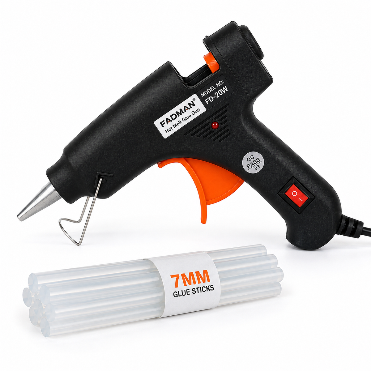 20W Hot Melt Glue Gun with 5 Pcs 7MM Glue Sticks | Mini Electric Adhesive Gun for DIY Crafts, Art, Repair & Home Projects (Black)
