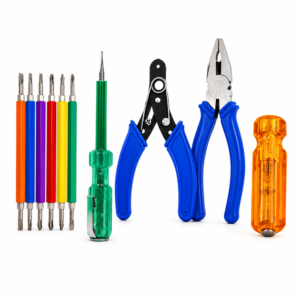 4-in-1 Multipurpose Hand Tool Kit with Combination Plier, Wire Cutter, Tester & 6-in-1 Hexagon Screwdriver Set for Home, Electrical & DIY Use