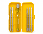 5-in-1 Screwdriver Set, 5 Interchangeable Bits, Phillips & Slotted Heads, Ergonomic Anti-Slip Handle, Portable Storage Case for Home, Electrical & Repair Work (Yellow)