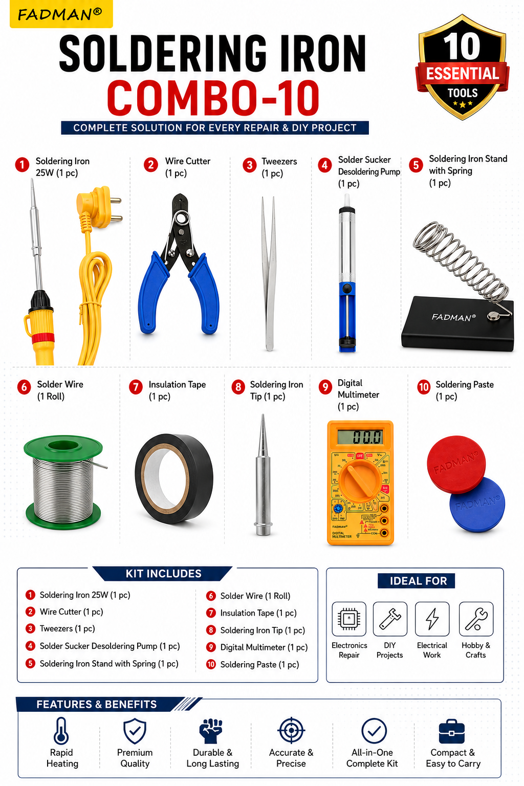 25W SOLDERING IRON KIT PACK OF 10