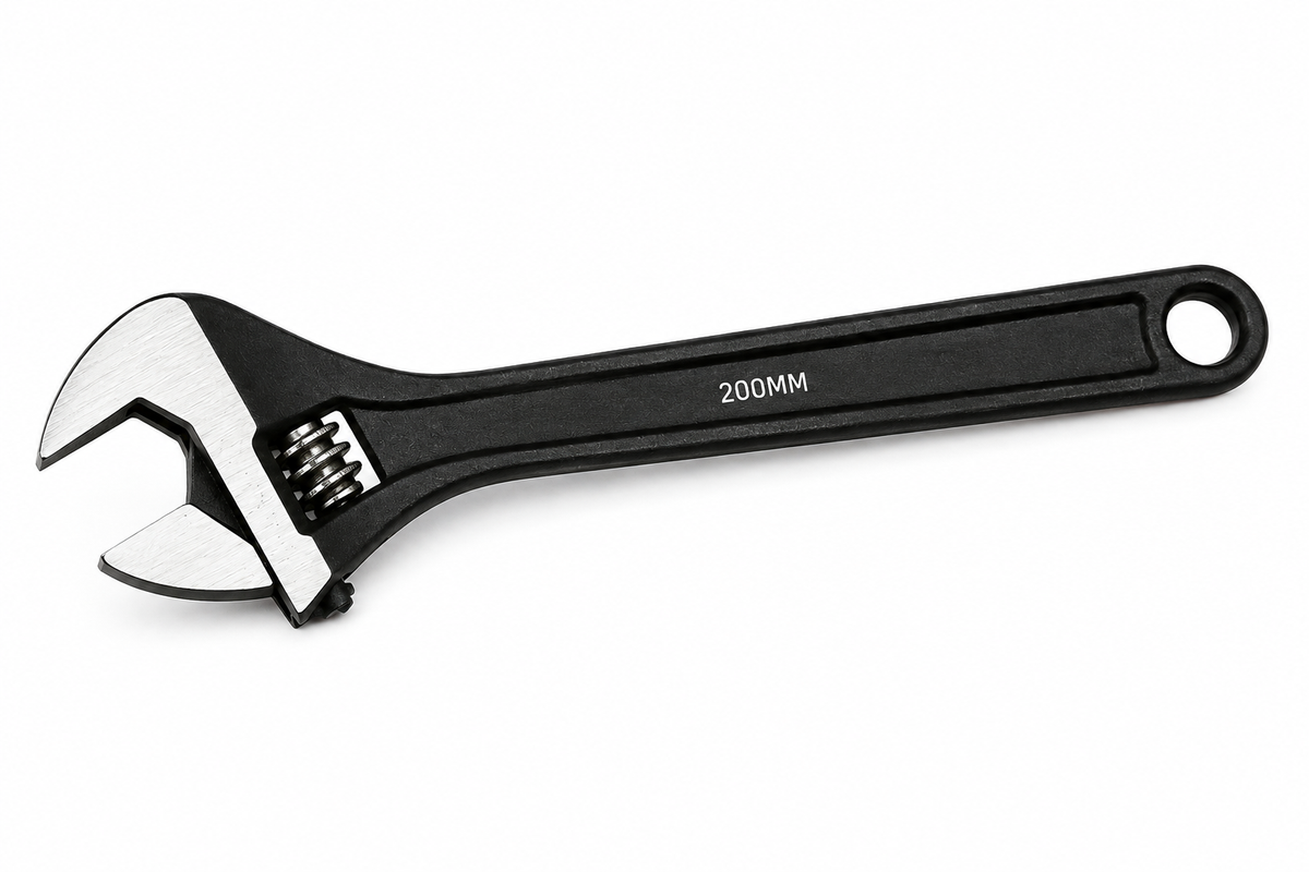 200MM Adjustable Wrench, Heavy Duty Adjustable Spanner with Chrome Finish, Wide Jaw for Plumbing, Automotive, Mechanical & DIY Work