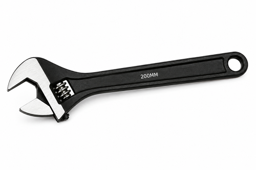 200MM Adjustable Wrench, Heavy Duty Adjustable Spanner with Chrome Finish, Wide Jaw for Plumbing, Automotive, Mechanical & DIY Work
