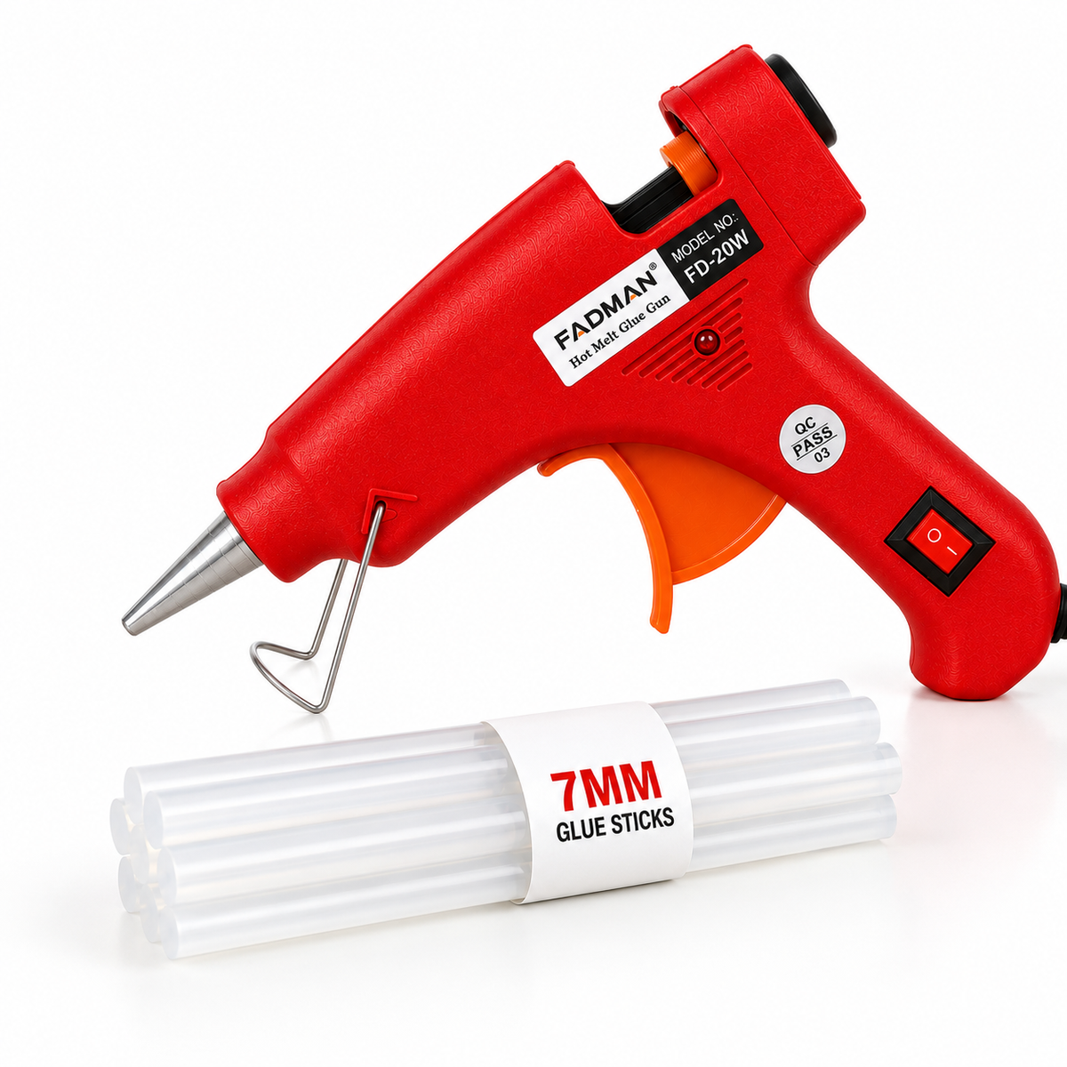 20W Hot Melt Glue Gun with 5 Pcs 7MM Glue Sticks | Mini Electric Adhesive Gun for DIY Crafts, Art, Repair & Home Projects (Red)
