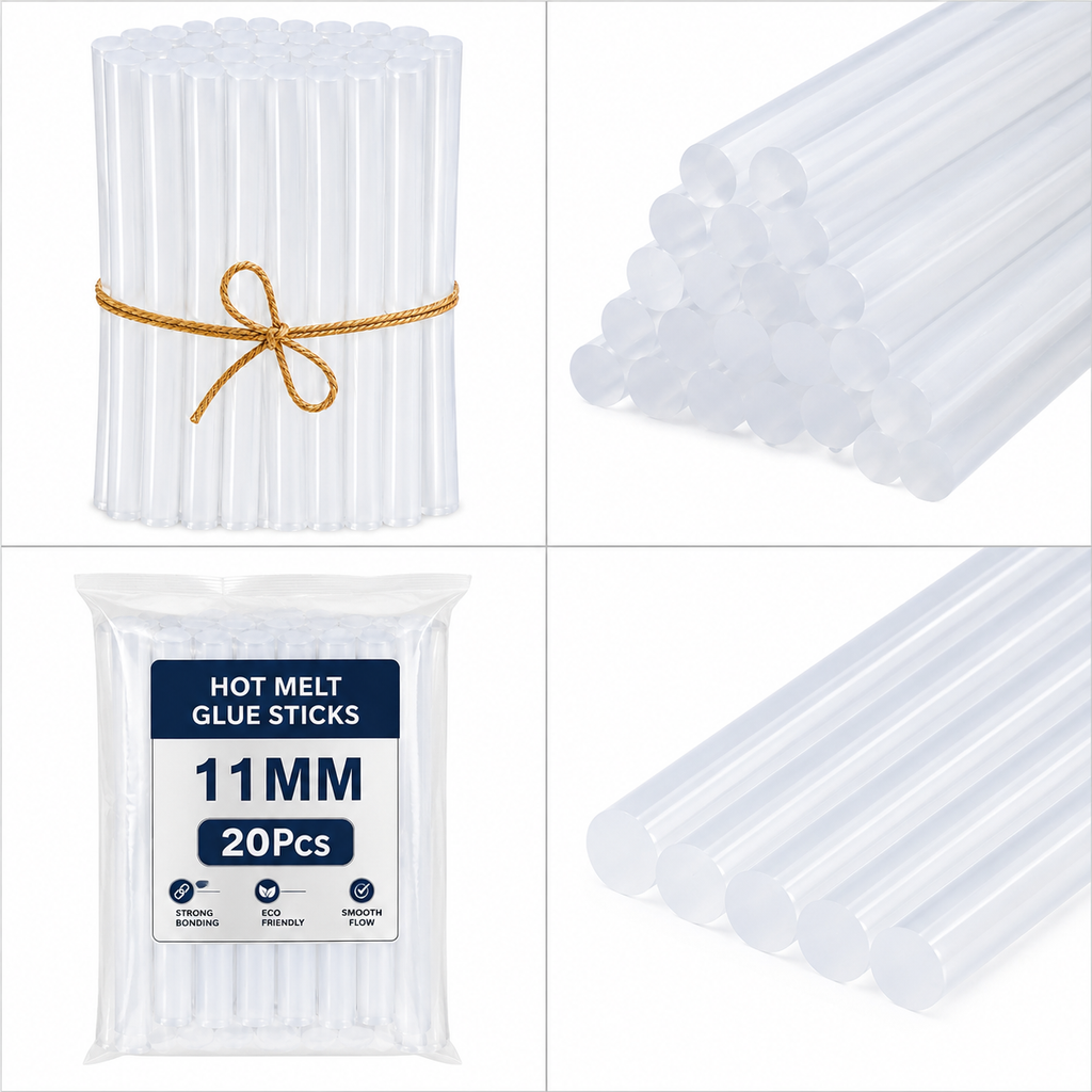 20 Pcs 11MM Hot Melt Glue Sticks, 7 Inch Transparent Adhesive Sticks for 40W to 150W Glue Guns, Strong Bonding for Craft, DIY, Repair & Decoration