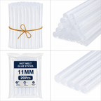 20 Pcs 11MM Hot Melt Glue Sticks, 7 Inch Transparent Adhesive Sticks for 40W to 150W Glue Guns, Strong Bonding for Craft, DIY, Repair & Decoration