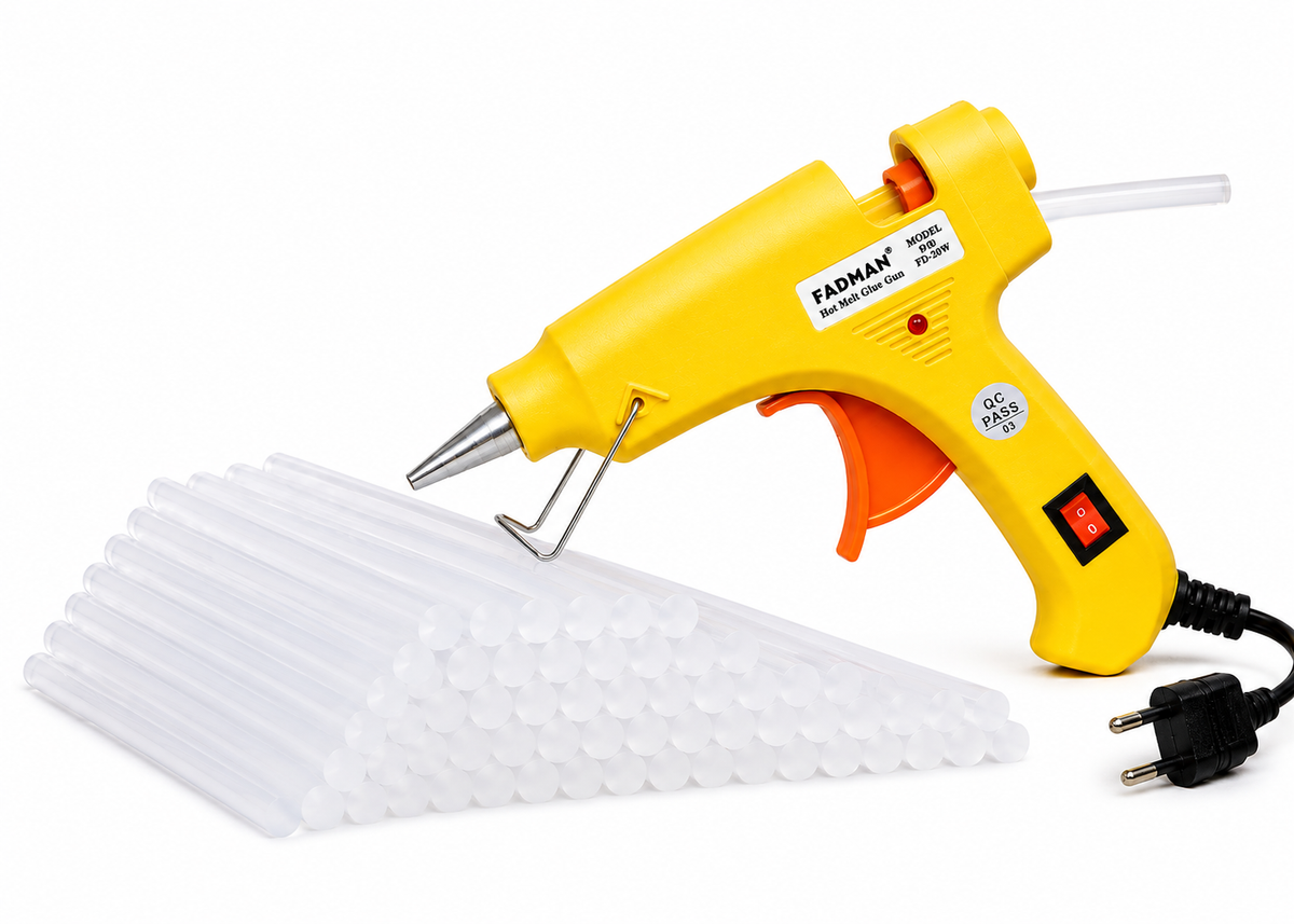 20W Hot Melt Glue Gun with 50 Pcs 7MM Glue Sticks | Mini Electric Adhesive Gun for DIY Crafts, Art, Repair & Home Projects (Yellow)