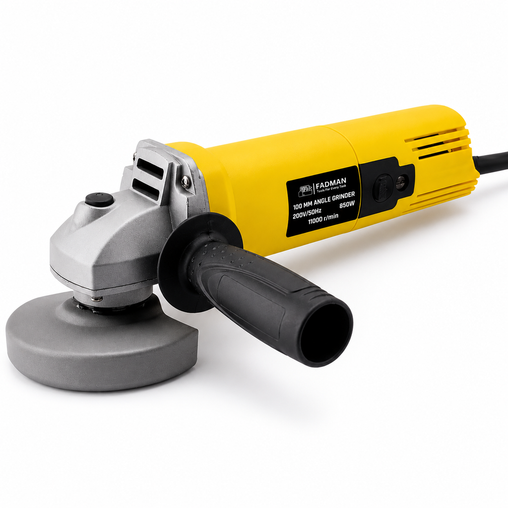 850W Angle Grinder 100mm Heavy Duty Electric Power Tool, 11000 RPM, Spindle Lock, Adjustable Protective Guard for Cutting, Grinding & Polishing (Yellow)