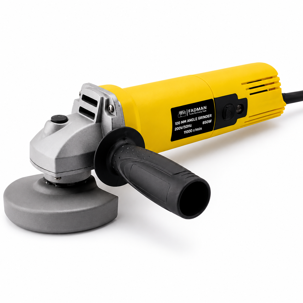 850W Angle Grinder 100mm Heavy Duty Electric Power Tool, 11000 RPM, Spindle Lock, Adjustable Protective Guard for Cutting, Grinding & Polishing (Yellow)