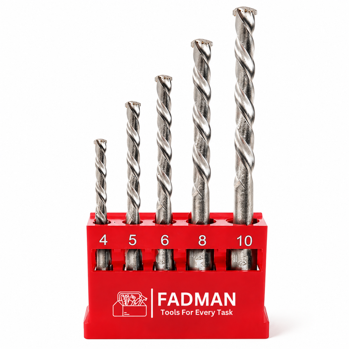 Masonry Drill Bit Set 4–10mm, 5 Pcs Concrete Wall Drill Bits