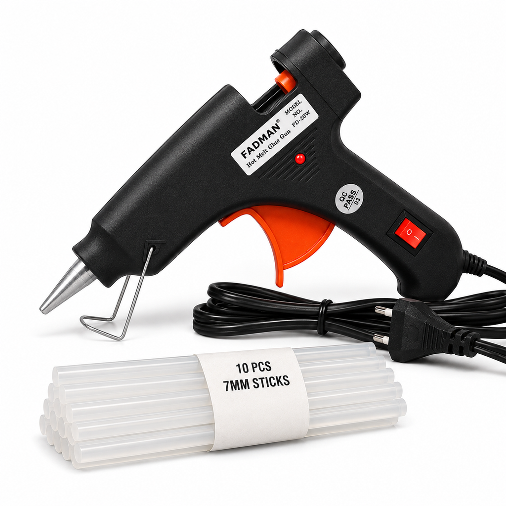 20W Hot Melt Glue Gun with 10 Pcs 7MM Glue Sticks | Mini Electric Adhesive Gun for DIY Crafts, Art, Repair & Home Projects (Black)